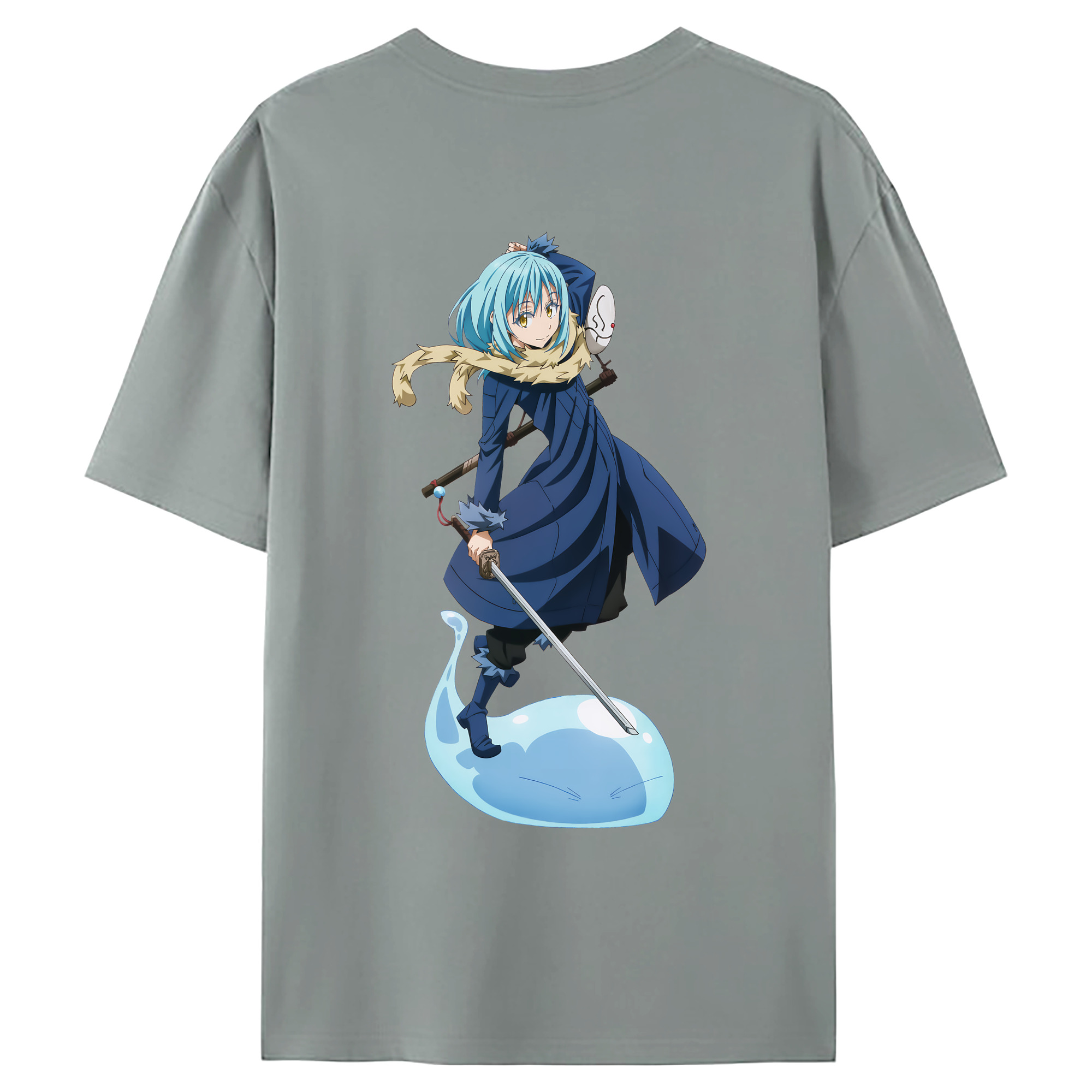 （画像用） 転スラ Regarding Reincarnated to Slime 綿100％ メンズ半袖Tシャツ（バックプリント） 通気性